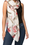 Summer Romance Metallic Accent Large Scale Flower Wrap Scarf Sarong