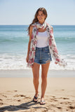 Summer Romance Metallic Accent Large Scale Flower Wrap Scarf Sarong white red flower