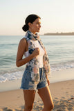 Sundry Floral Navy and Pink Print in a Scarf Wrap 