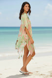 Sweet Pea Orange & Lime Sheer Print V-Neck Coverup Dress 4