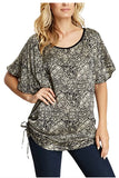 Side Draw Ruched Tunic/Dress in Printed Silk