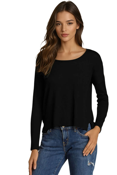 Tencil ™ Cashmere Blend Drape Back Crop Crewneck Sweater