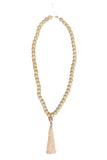 The Sundrift Wood Beaded Pendent Statement Tassel Necklace