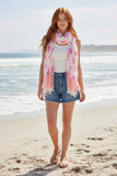 Tropic Pineapple Pink and White Woven Jacquard Wrap Scarf