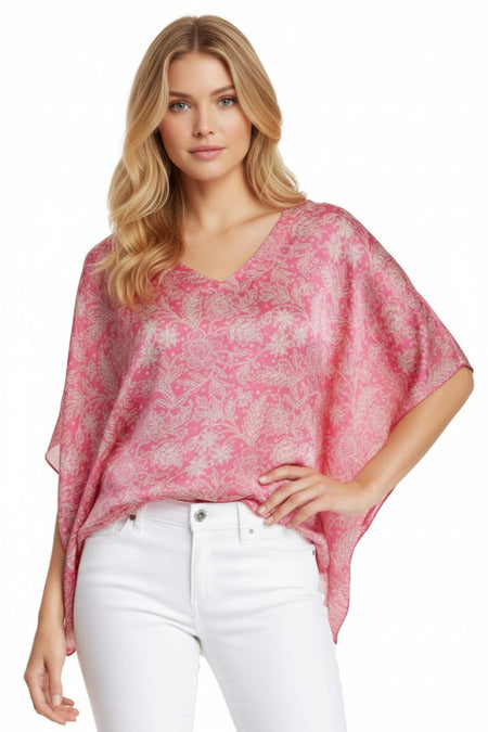 Almost Vintage Smocked Square Neck Silk Satin Top
