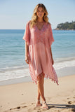 V-Neck Sundress Caftan Coverup in Vacation Melody Red