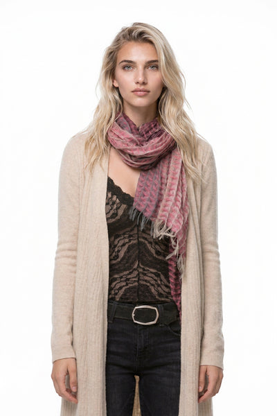 Waffle woven Scarf Wrap Winter Texture Purple and pink