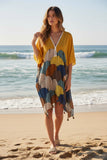 Walking on Sunshine Caftan Cover-Up – Golden Earth-Tone Print 3