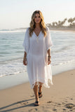 Washed Lightweight Linen-Rayon Blend Coverup Kaftan