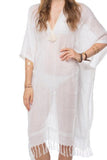 Washed LInen Rayon Kaftan Coverup - Subtle Luxury