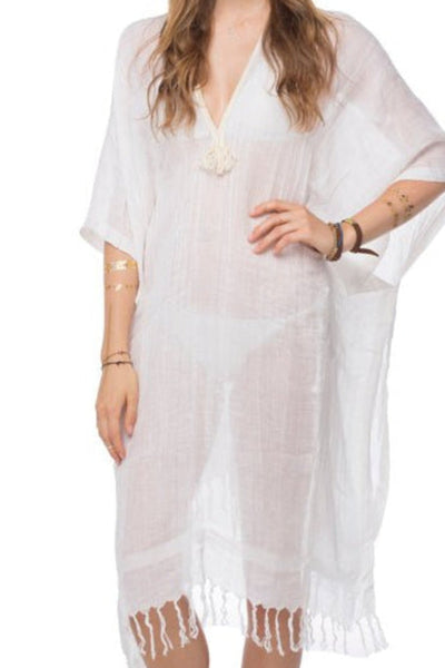 Washed LInen Rayon Kaftan Coverup - Subtle Luxury