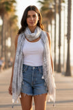Weekend in Paris Grey Floral White  Print Scarf, spun by subtle luxury