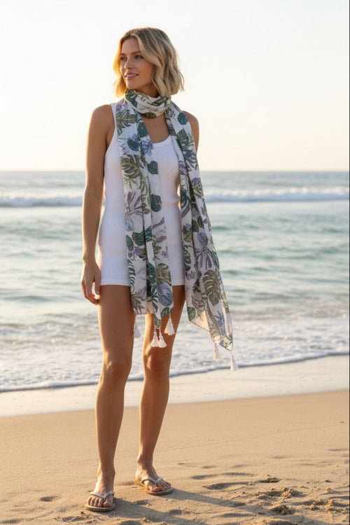 Bali Garden Sheer Soft Print Scarf Wrap Sarong