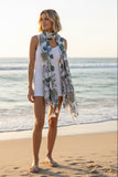 Bali Garden Sheer Soft Print Scarf Wrap Sarong