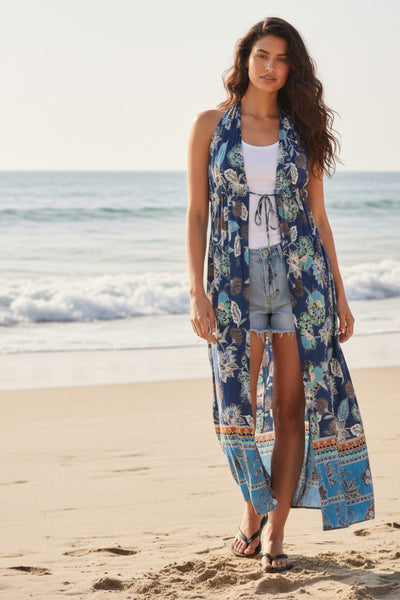 Wild Habitat Sheer Patchwork Animal Print V-Neck Cover-Up Dress 3