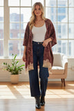 Winter Lace Hand Loomed Jacquard Blanket Winter Kimono MERLOT TAN