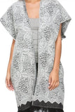 Winter Lace Hand Loomed Jacquard Blanket Winter Kimono grey white