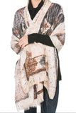 Winter Print Scarf Wrap in Oregon Trail Natural Tan Navajo Print 5
