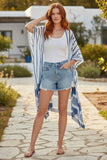 Wonderwall Stripe Luxury Modal Border Print Kimono Coverup sky blue