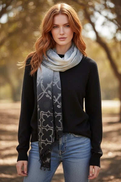 Woven Shine Jacquard Textured Dip Dye Wrap Scarf  2
