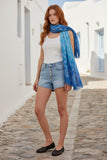 Woven Shine Two-Tone Blue Jacquard Wrap Scarf 2