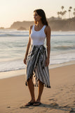 Woven Stories Black and White Aztec Print Scarf Wrap Sarong 2