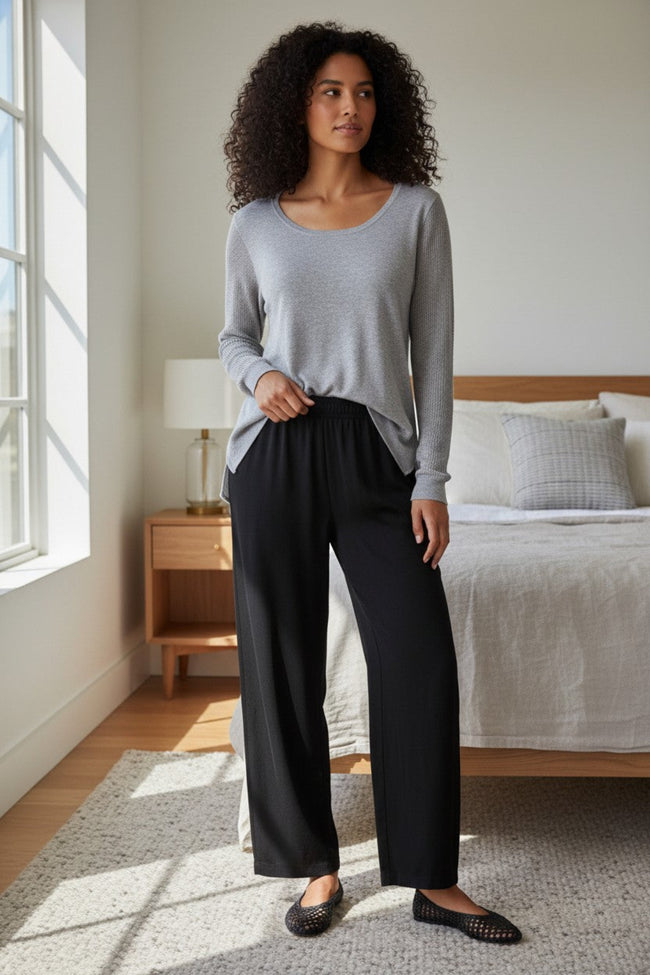 Zen Blend Annie Crew Neck Fine Gauge Sweater light grey