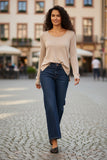 Zen Blend Annie Crew Neck Fine Gauge Sweater oatmeal
