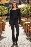 Zen Blend Audrey Off Shoulder Sweater Dress with Drawstring black