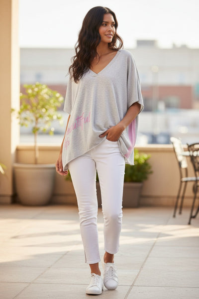 Zen_Blend_Luisa_V-Neck_Embroidery_Stitch_Sweater_Knit_Poncho-_lt_grey_with_lavender 2