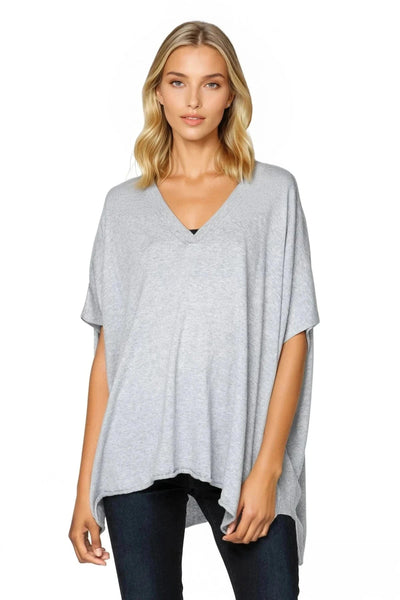 Zen Blend Luisa V-Neck Sweater Knit Poncho smoke grey