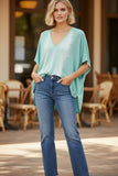 Zen Blend Luisa V-Neck Sweater Knit Poncho white wave aqua blue  tie dye