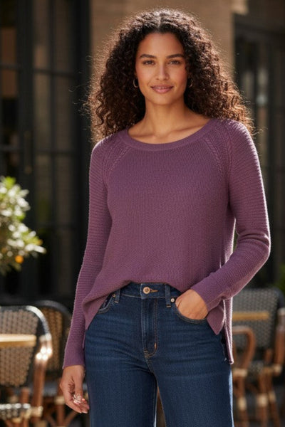 Zen Blend Stephanie Thermal Novelty Stitch Crewneck Sweater eggplant purple  2