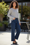 Zen Blend Stephanie Thermal Novelty Stitch Crewneck Sweater grey heather color