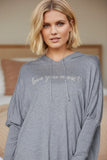 Zen Hoodie Heather Grey Sweater Knit Pullover in Love You More Embroidery 4