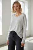 Zen Patricia Pocket Pullover Crewneck Sweater with Pineapple Embroidery