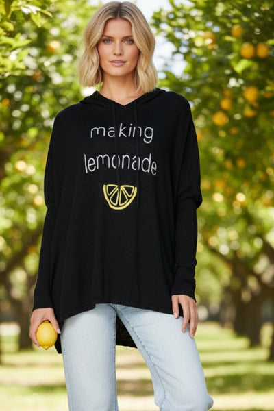 Zen "Reese" Hoodie Pullover Sweater Knit in Making Lemonade Embroidery