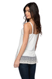 A La Slip Cami Slip Knit Cami with Embroidery Lace Hem in Nude (Ivory)