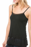 A La Slip Cami Slip Rayon Jersey Stretch Cami with Embroidery Lace Hem | Crop Length