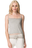 A La Slip Cami Slip Rayon Knit Cami with  Dotted Mesh and Embroidery Mesh- Crop