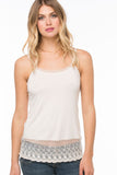 A La Slip Cami Slip S / Nude (Ivory) / ALSCAJM-PS Rayon Jersey Stretch Cami with Embroidery Lace Hem | Crop Length
