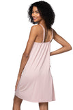 A La Slip Cami Slip V-Neck Knit Slip Dress with Mesh Lace Detail
