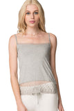A La Slip Cami Slip XS / Heather Grey / ALSCAJM-PS Rayon Jersey Stretch Cami with Embroidery Lace Hem | Crop Length
