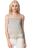 A La Slip Cami Slip XS / Heather Rayon Knit Crop Cami with  Dotted Mesh Embroidery Hem