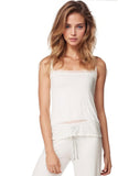 A La Slip Cami Slip XS / Nude-Ivory Rayon Knit Crop Cami with  Dotted Mesh Embroidery Hem