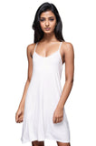 A La Slip Cami Slip XS / White V-Neck Knit Slip Dress with Mesh Lace Detai