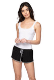 A La Slip Short Stretch Knit Lounge Short / XS / Black Stretch Knit Lounge Sleep Short with Mesh Trim