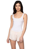 A La Slip Short Stretch Knit Lounge Sleep Short with Mesh Trim