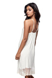 A La Slip Slip Cami Slip Dress with Lace Border in Nude (Ivory)