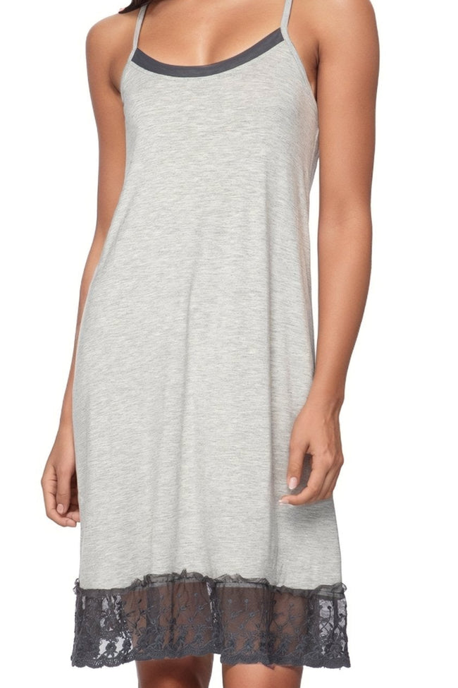 A La Slip Slip S / Ash Cami Slip Dress with Lace Border in Ash